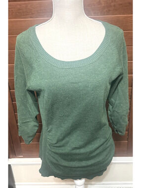 89th & Madison Women’s Sweater Kelly Green sz L soft knit pullover ruched sides